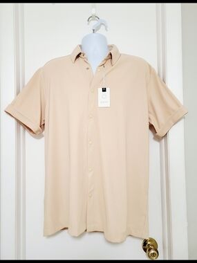 Envy Men's Short Sleeve Button-Up Shirt in Beige